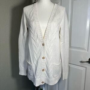 🧶GAP vintage long sleeve knit cable cardigan. Women's off white Cardigan Sweater